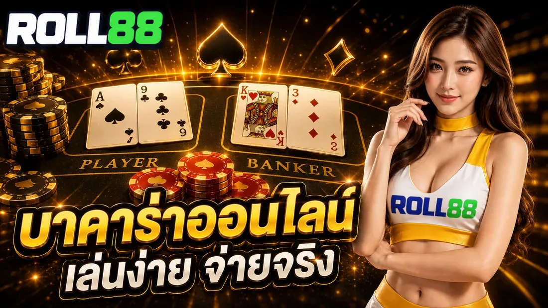 โต๊ะบาคาร่า Player Banker Tie ไพ่และชิป