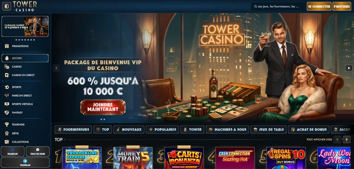 Aperçu de la page d'accueil de Tower Casino